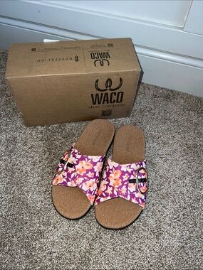 Waco Floral Pink Slide Sandals - Women